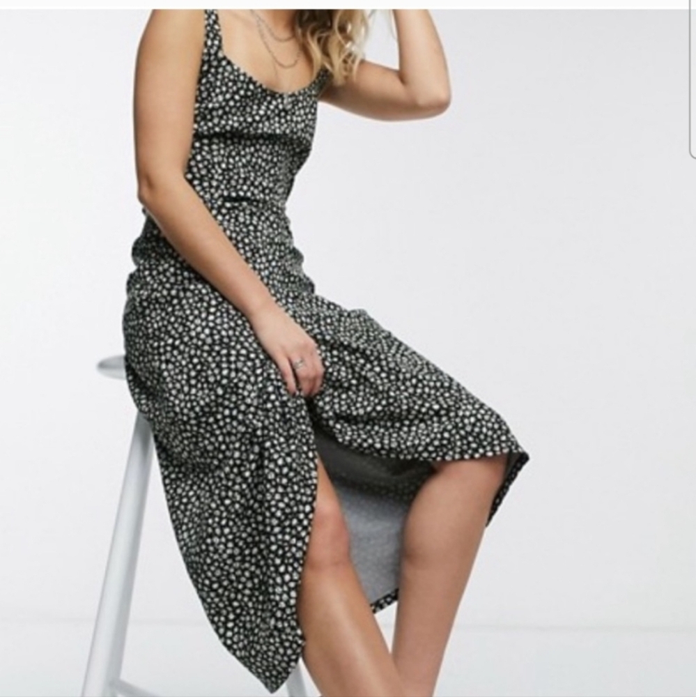 Free People Black and White Wrap Midi Skirt